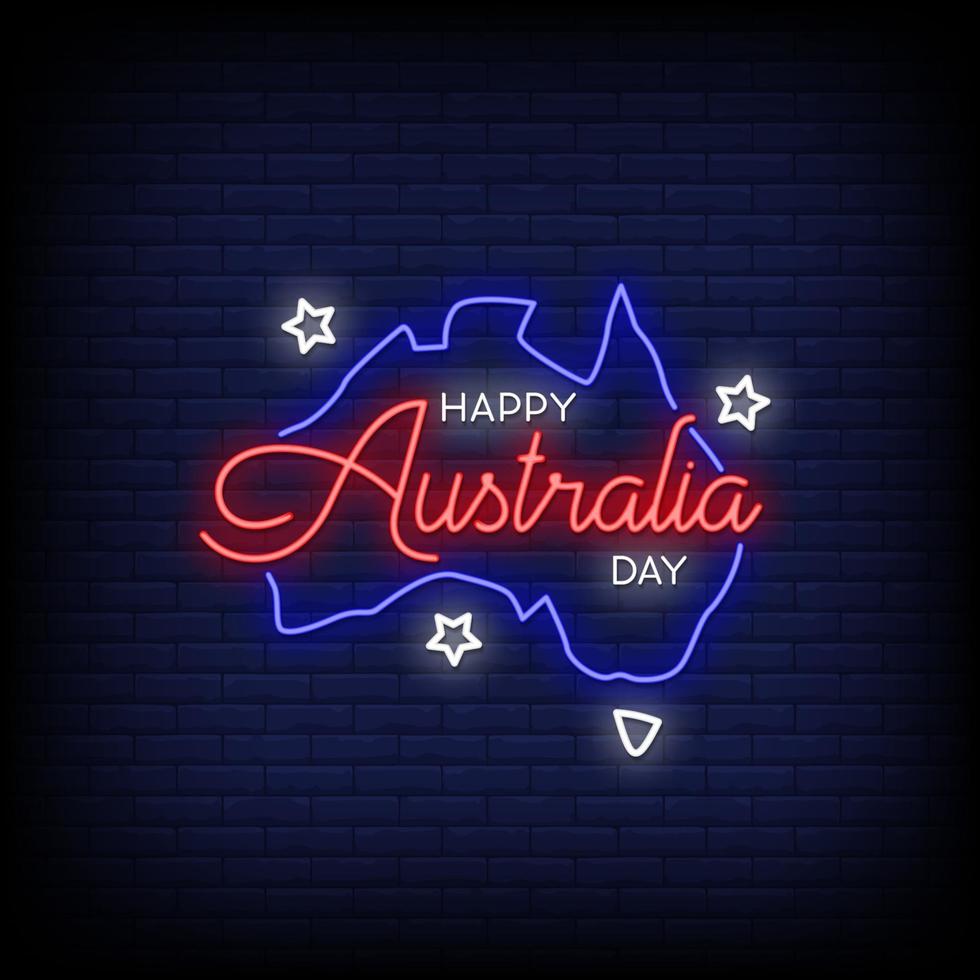 Happy Australia Day neonreclames stijl tekst vector