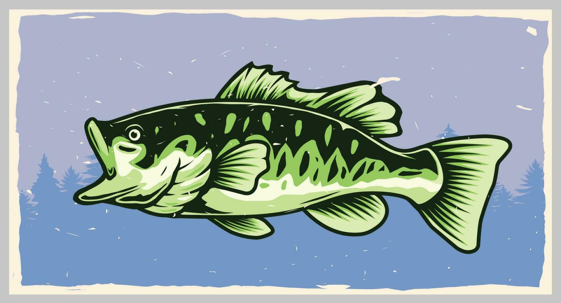 Largemouth bas vis wijnoogst poster vector