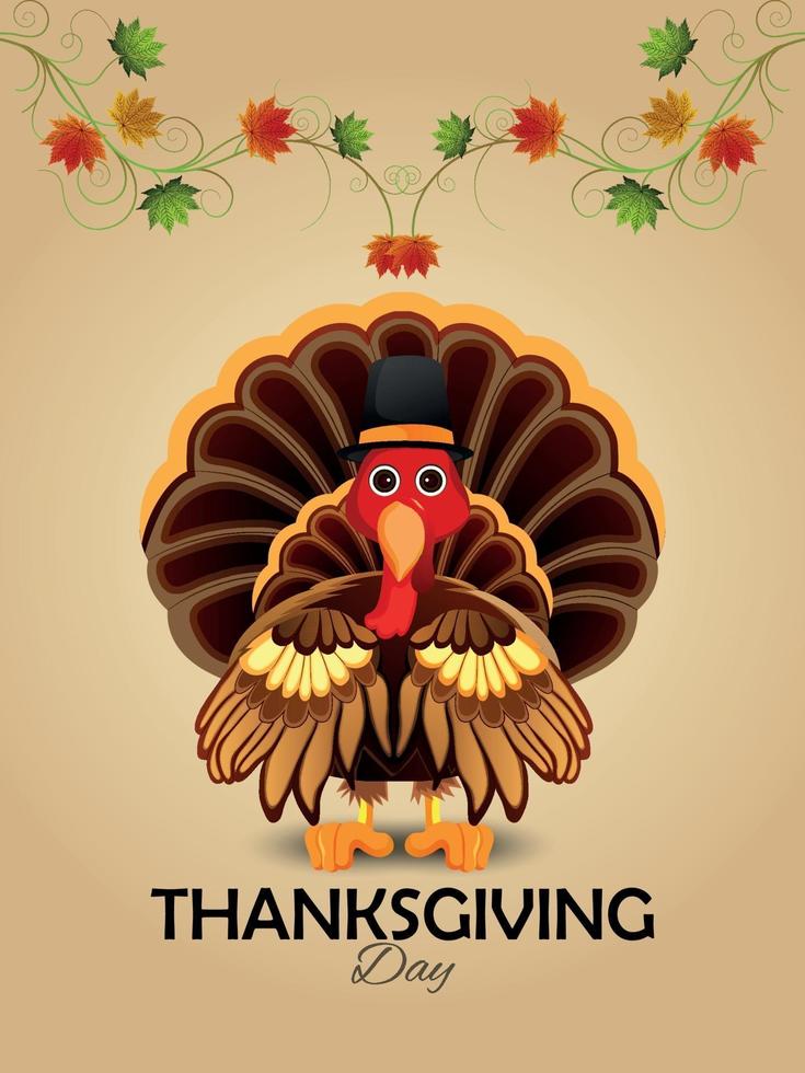 happy thanksgiving uitnodiging ontwerpsjabloon met kalkoenvogel vector