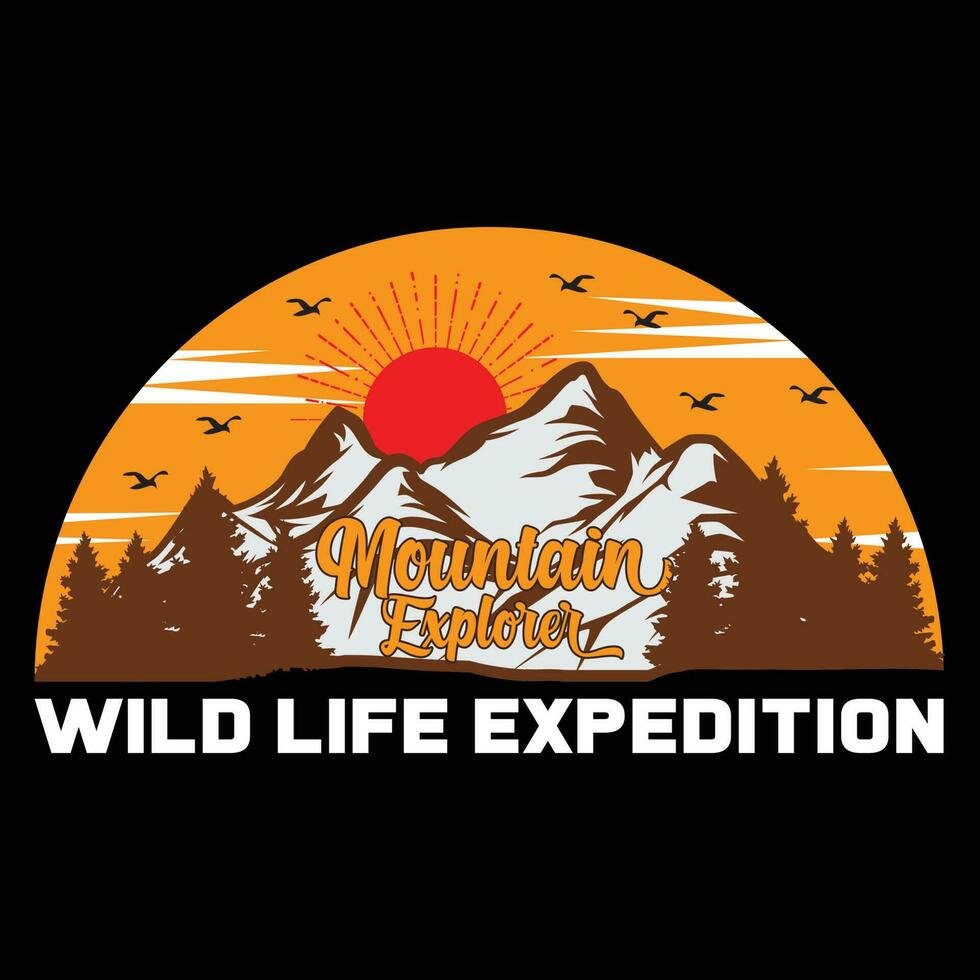 berg ontdekkingsreiziger wild leven expeditie t-shirt ontwerp vector