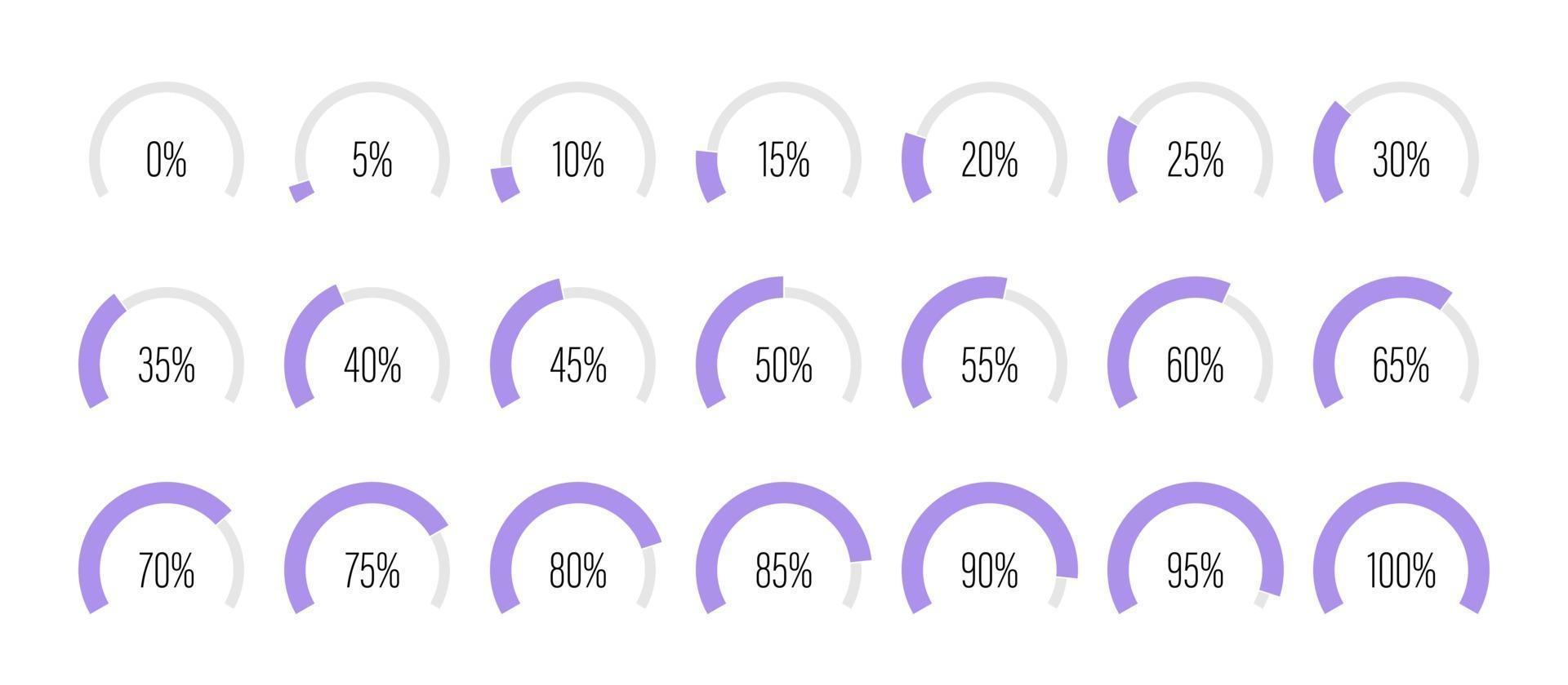 set boogpercentagediagrammen vector