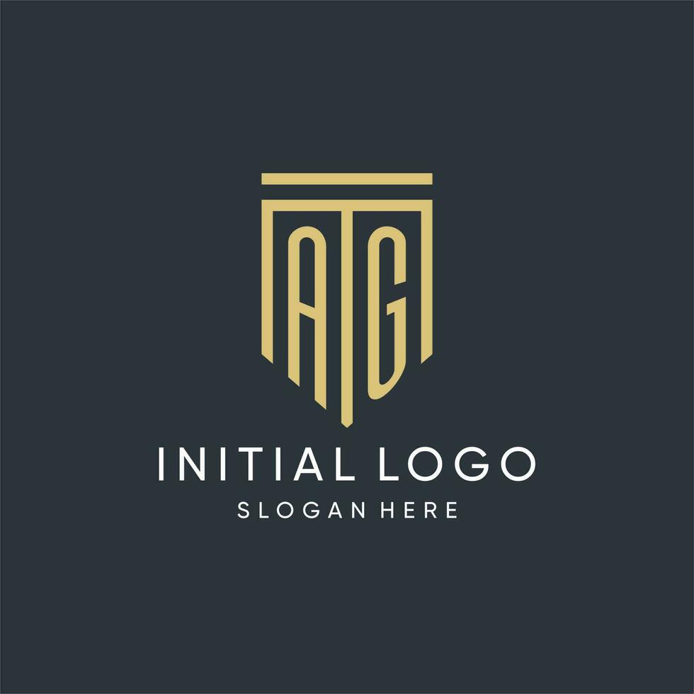 ag monogram met modern en luxe schild vorm ontwerp stijl vector