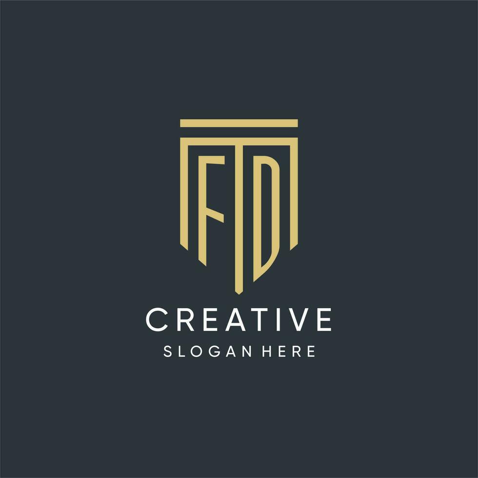 fd monogram met modern en luxe schild vorm ontwerp stijl vector