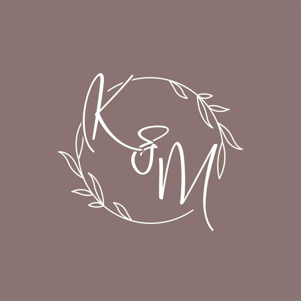 km bruiloft initialen monogram logo ideeën vector