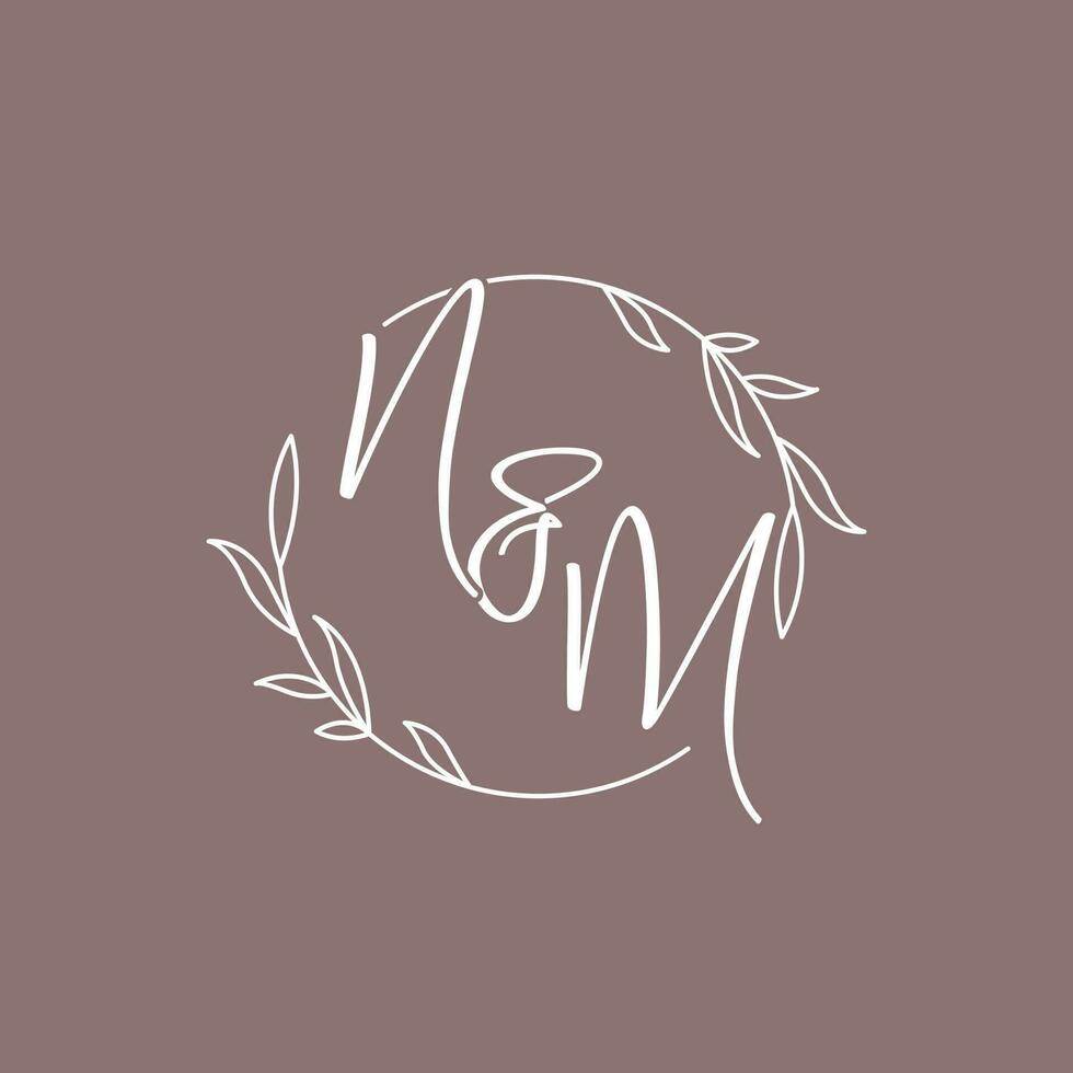 nm bruiloft initialen monogram logo ideeën vector