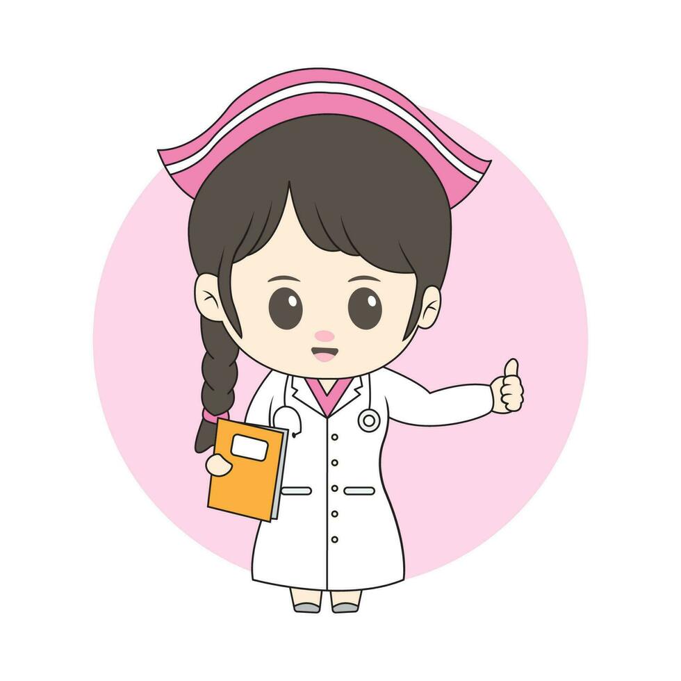 chibi meisje verpleegster mascotte voor logo vector