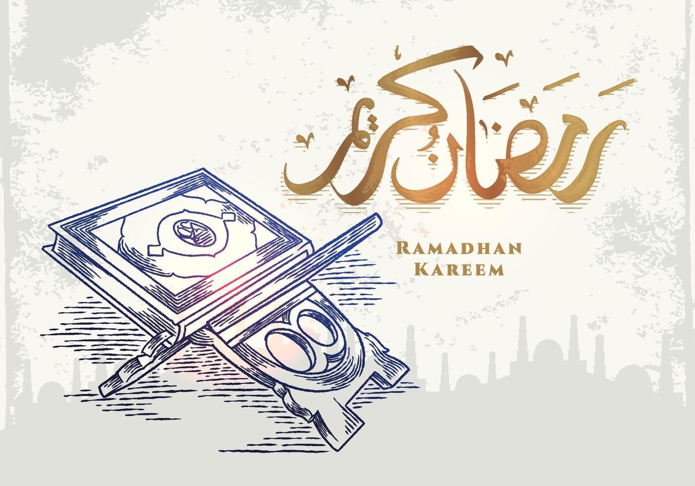 ramadan kareem-wenskaart met abstracte koran vector