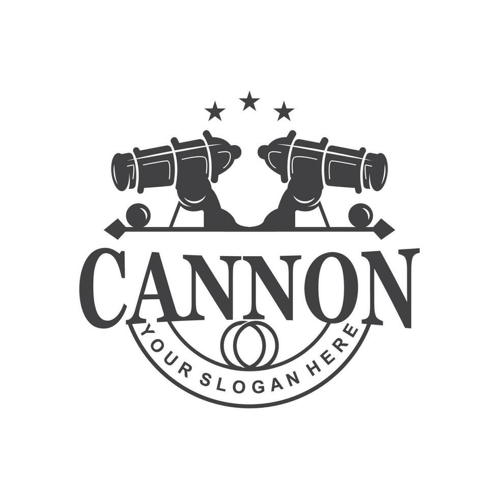 kanon logo, elegant gemakkelijk ontwerp retro wijnoogst stijl, oorlog artillerie vector, illustratie symbool icoon vector