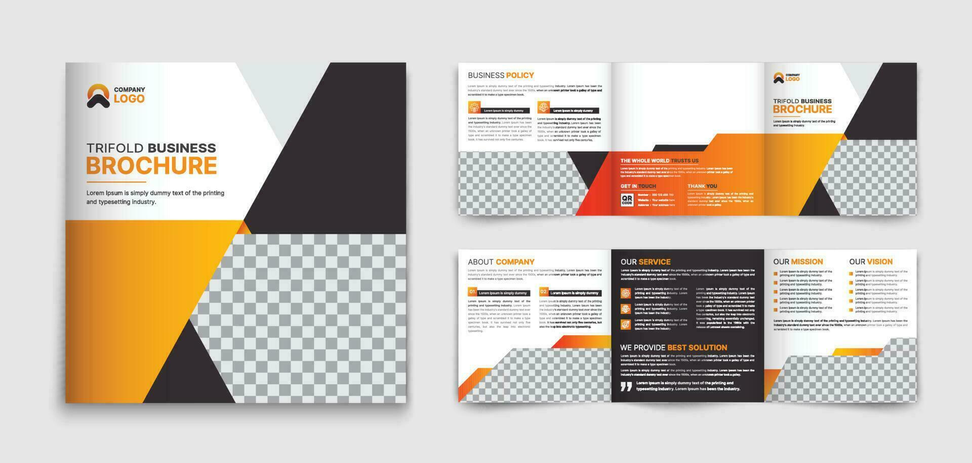 creatief plein drievoud brochure ontwerp met modern helling vormen vector