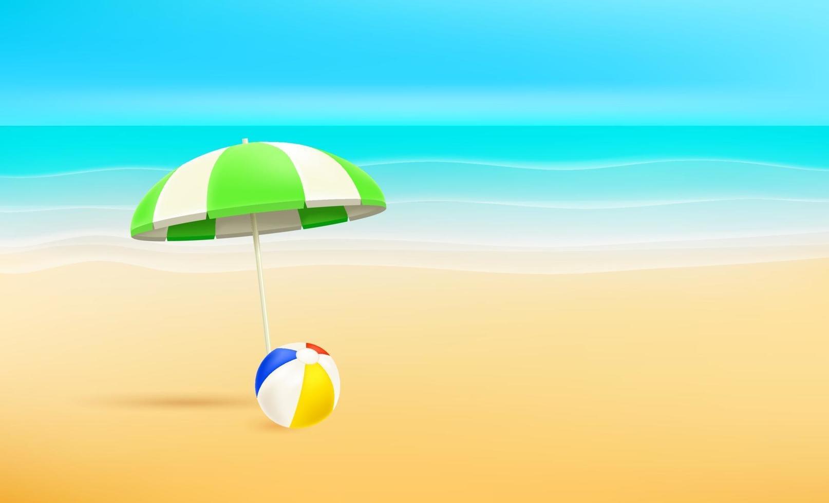 mooi landschap met leeg strand en parasol en bal vector