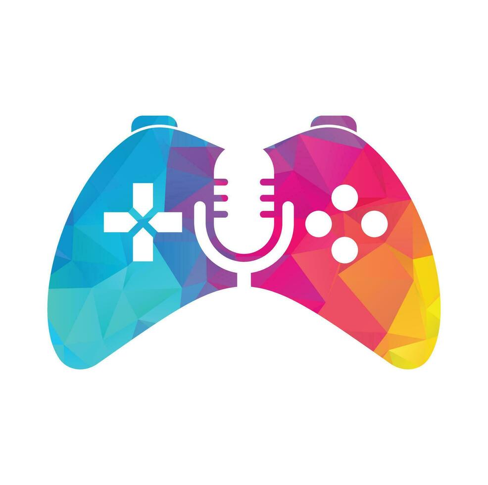 gamepad en podcast logo ontwerp sjabloon. vector