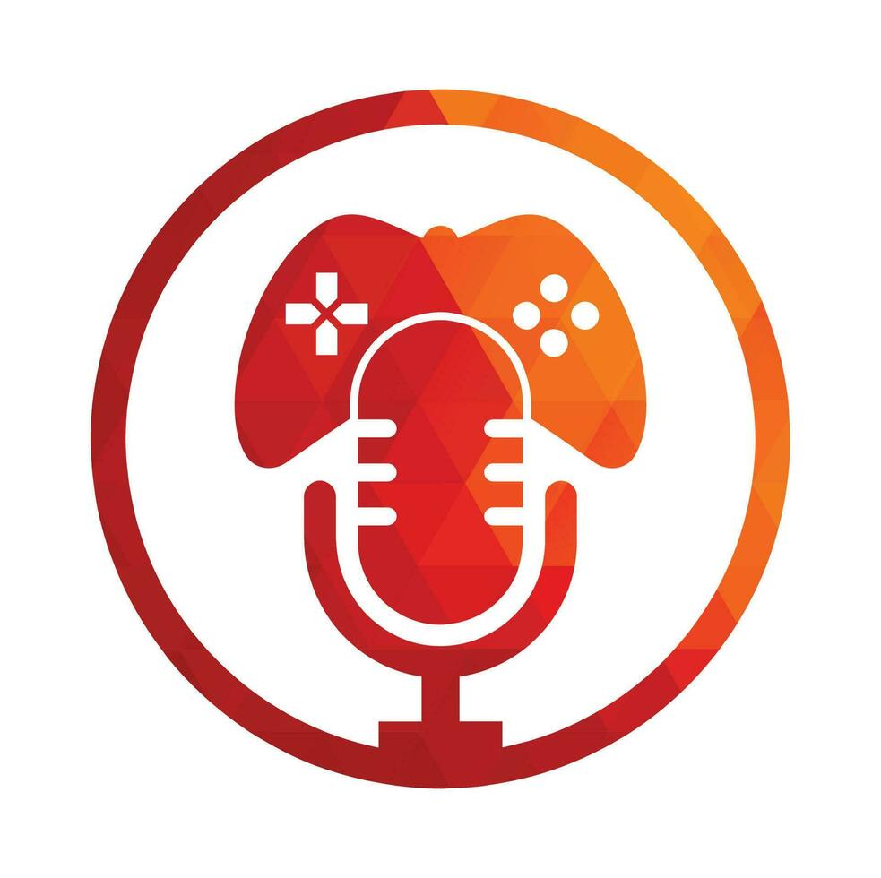 gamepad en podcast logo ontwerp sjabloon. vector