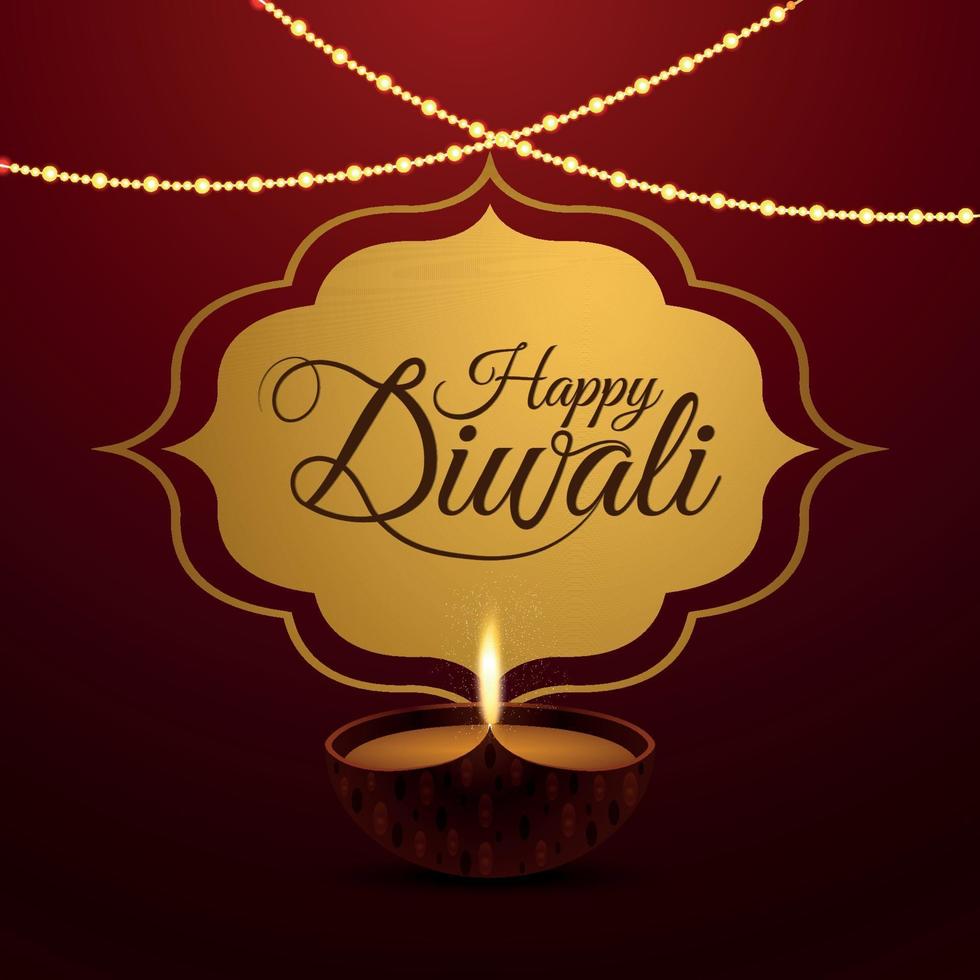 gelukkig diwali-festival van lichte viering wenskaart vector