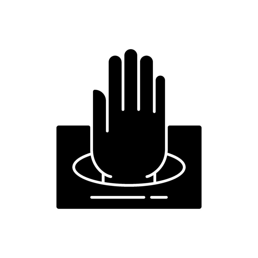 handschoenen in vak zwart glyph pictogram vector