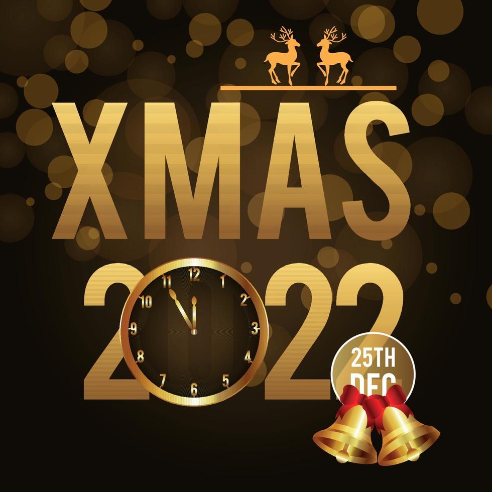 merry christmas uitnodiging achtergrond met gouden tekst en gouden feestballen vector