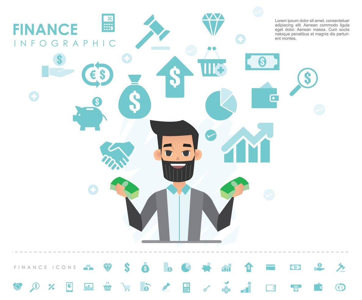 financiële info afbeelding met iconen vector ontwerp