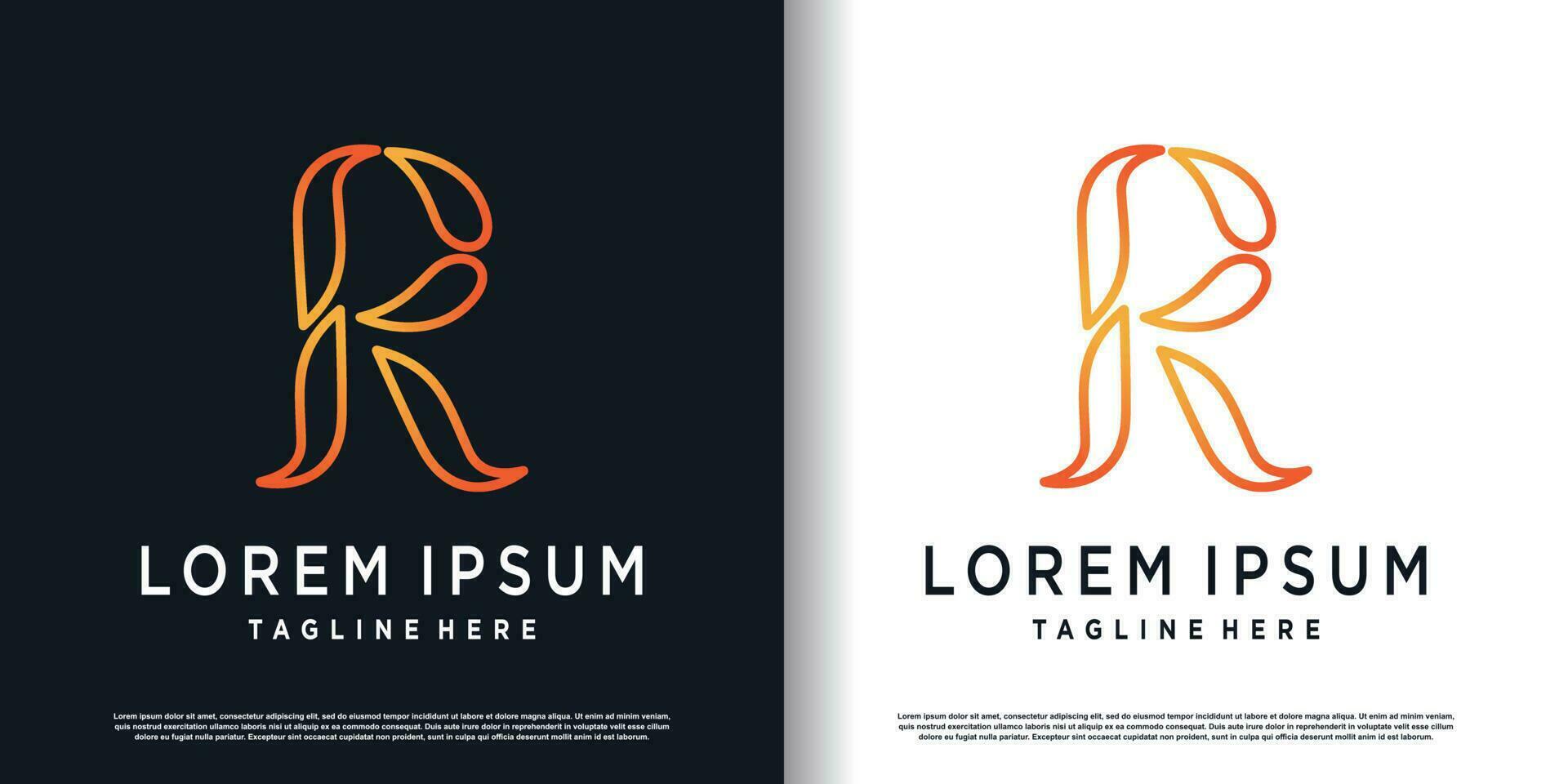 eerste r logo ontwerp met creatief concept premie vector