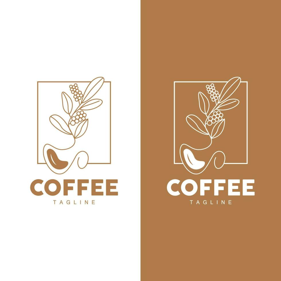 koffie logo, koffie boom ontwerp, cafe drinken vector, icoon merk illustratie symbool vector