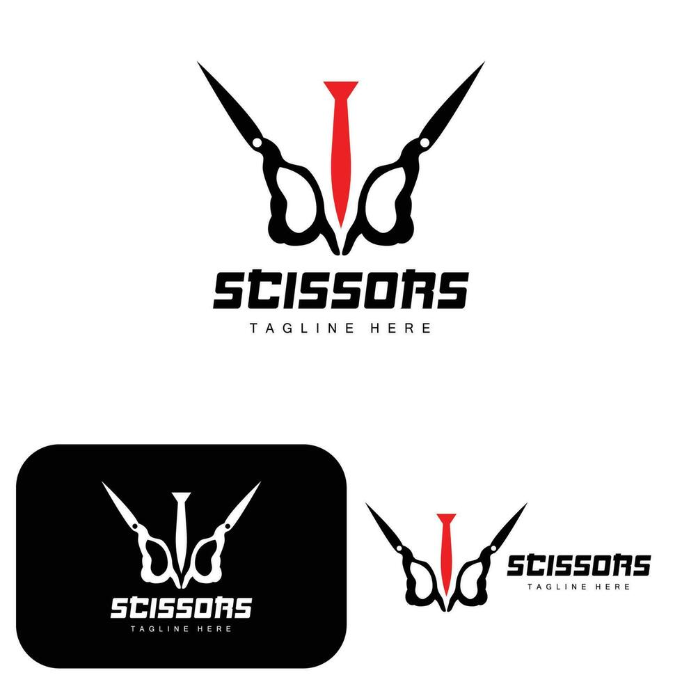 schaar logo, snijdend gereedschap vector, kapperszaak scheermes schaar gemakkelijk ontwerp, illustratie sjabloon icoon vector