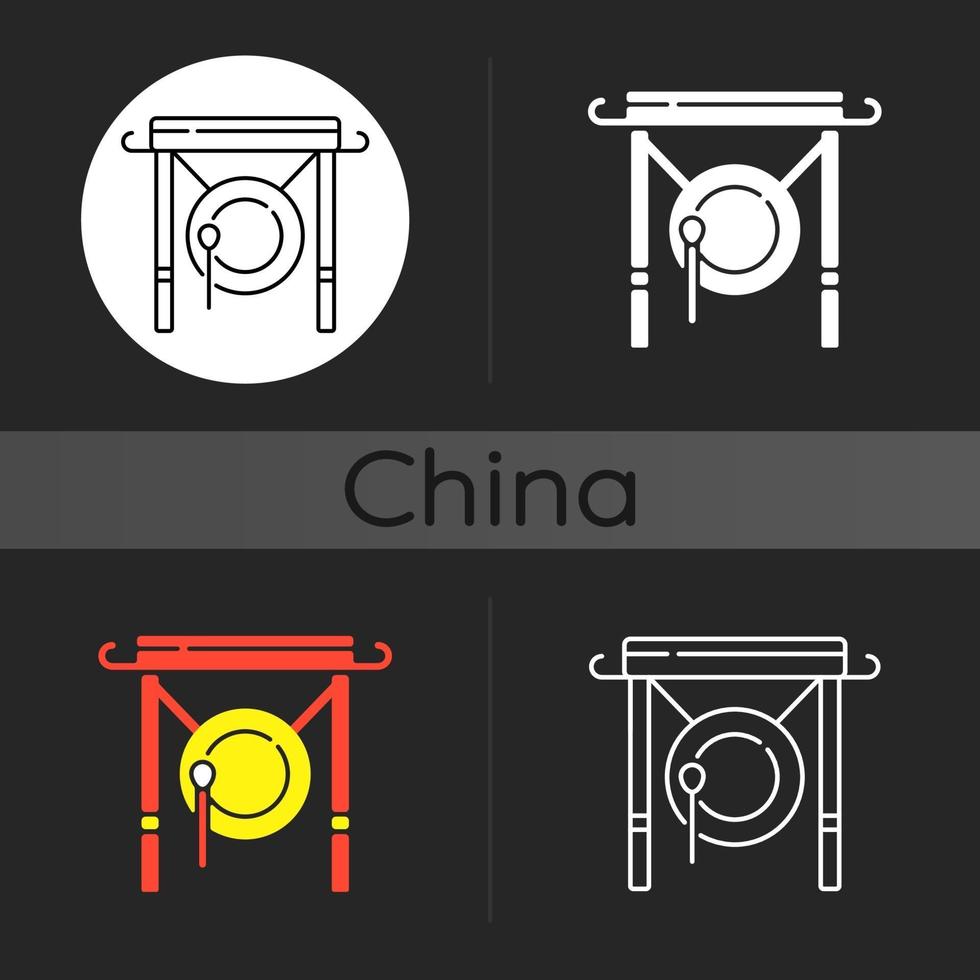 Chinees gong donker thema icoon vector