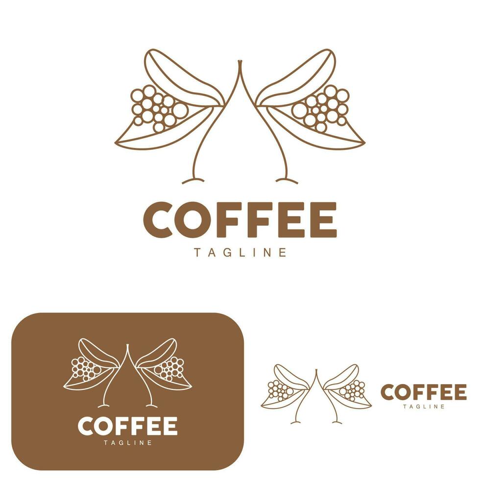 koffie logo, koffie boom ontwerp, cafe drinken vector, icoon merk illustratie symbool vector