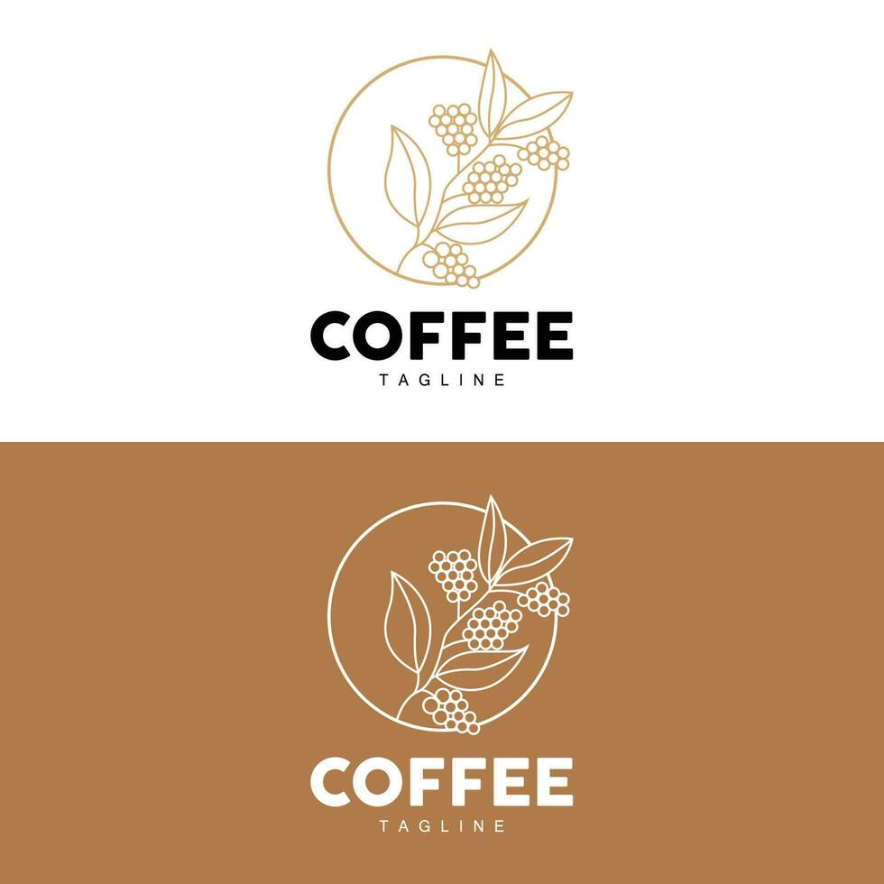 koffie logo, koffie boom ontwerp, cafe drinken vector, icoon merk illustratie symbool vector