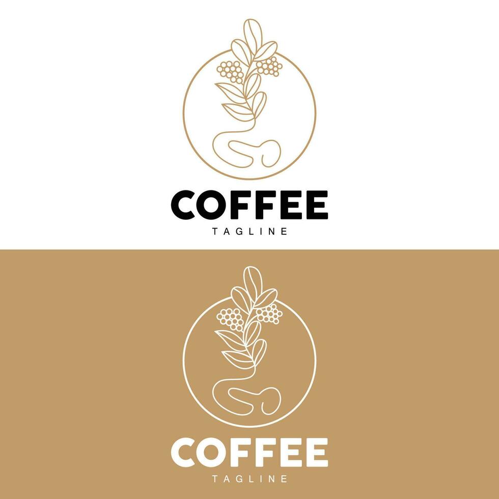 koffie logo, koffie boom ontwerp, cafe drinken vector, icoon merk illustratie symbool vector