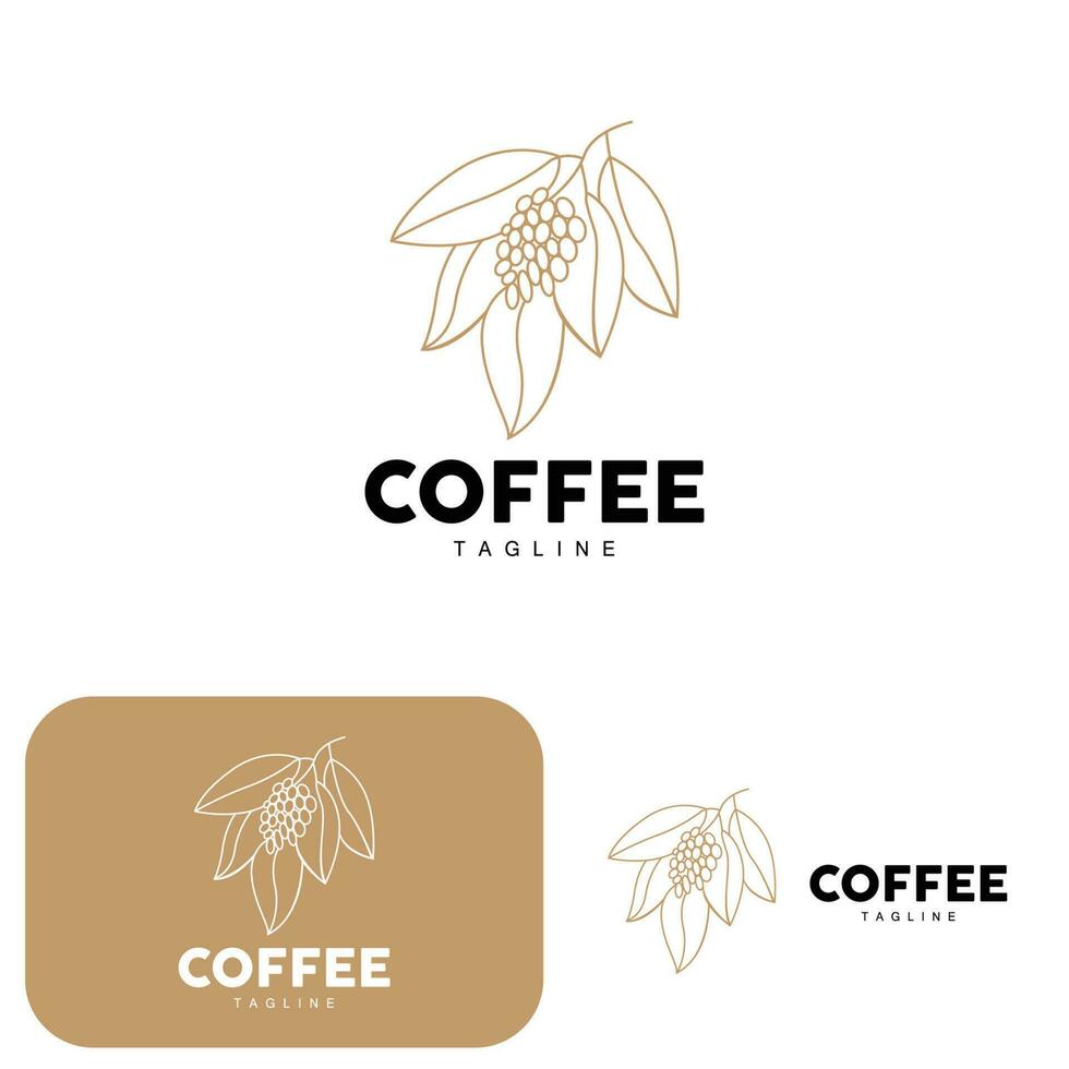 koffie logo, koffie boom ontwerp, cafe drinken vector, icoon merk illustratie symbool vector