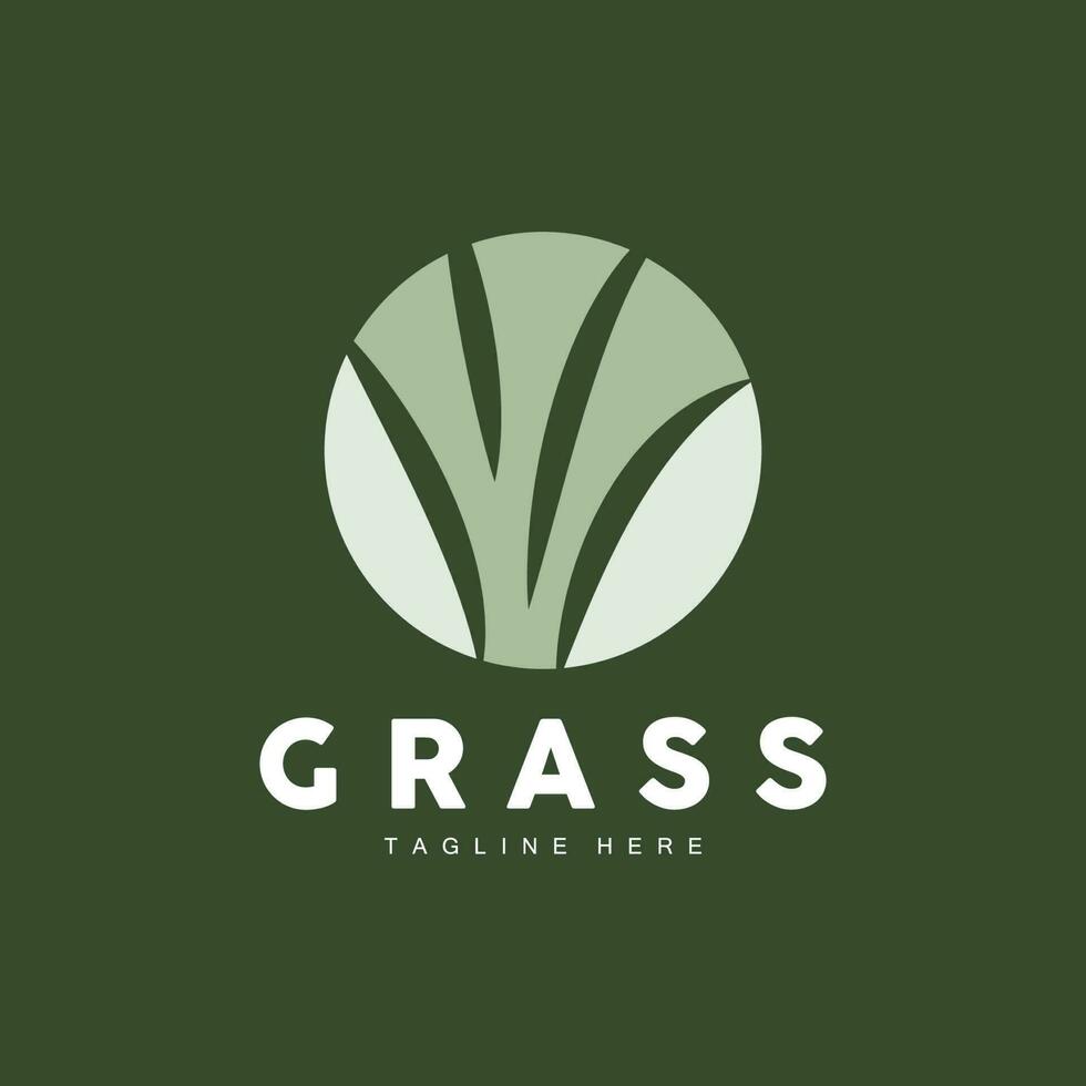 groen gras logo ontwerp, boerderij landschap illustratie, natuurlijk landschap vector