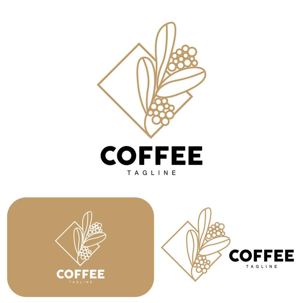 koffie logo, koffie boom ontwerp, cafe drinken vector, icoon merk illustratie symbool vector