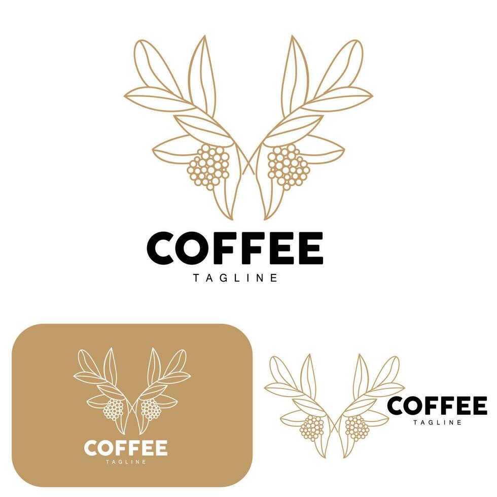 koffie logo, koffie boom ontwerp, cafe drinken vector, icoon merk illustratie symbool vector