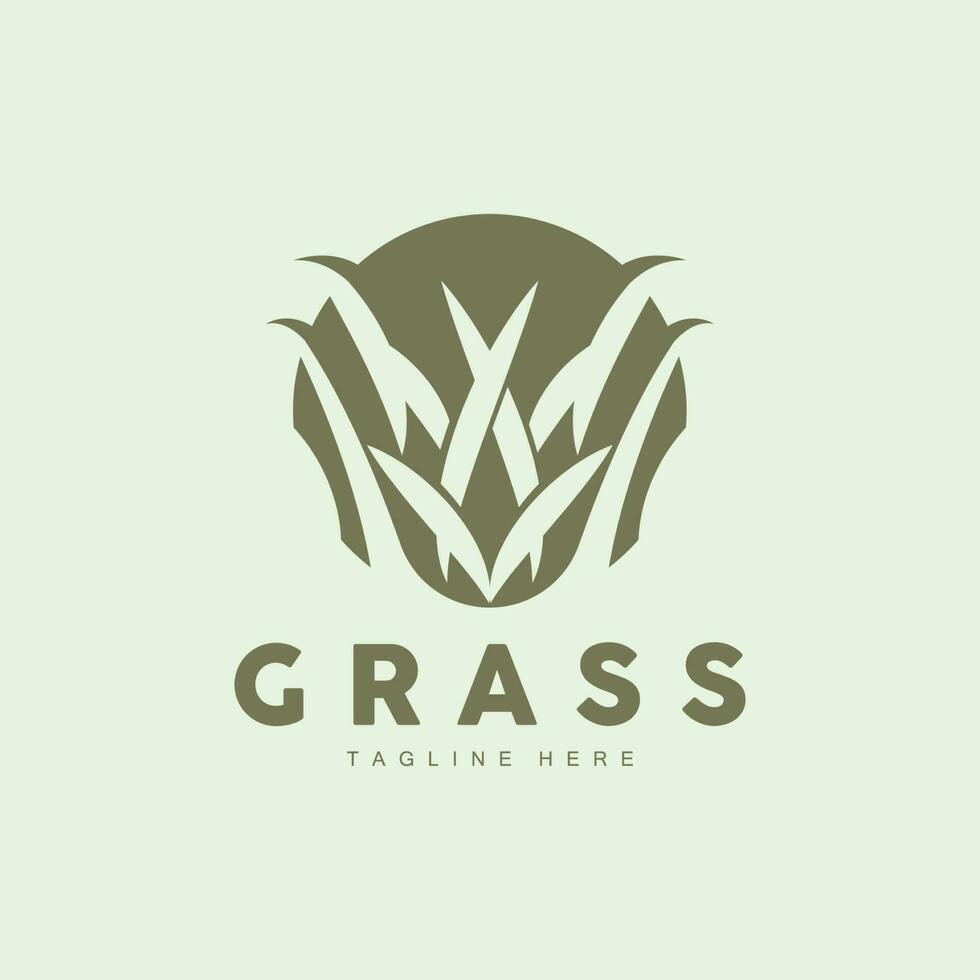 groen gras logo ontwerp, boerderij landschap illustratie, natuurlijk landschap vector