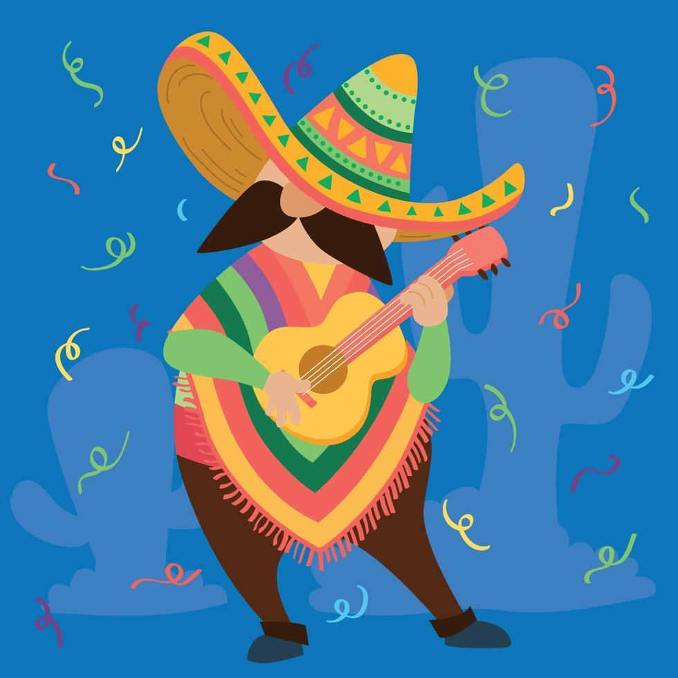 Mexicaanse man een gitaar spelen cinco de mayo vector