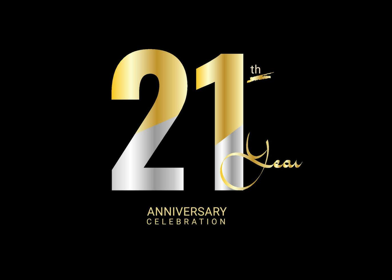 21 jaren verjaardag viering goud en zilver vector sjabloon, 21 aantal logo ontwerp, 21e verjaardag logo, logotype verjaardag, vector verjaardag voor viering, poster, uitnodiging kaart