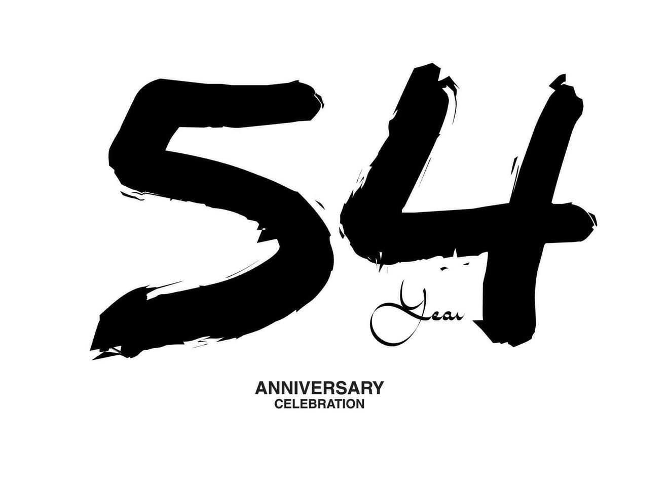 54 jaren verjaardag viering vector sjabloon, 54 aantal logo ontwerp, 54ste verjaardag, zwart belettering getallen borstel tekening hand- getrokken schetsen, zwart nummer, verjaardag vector illustratie
