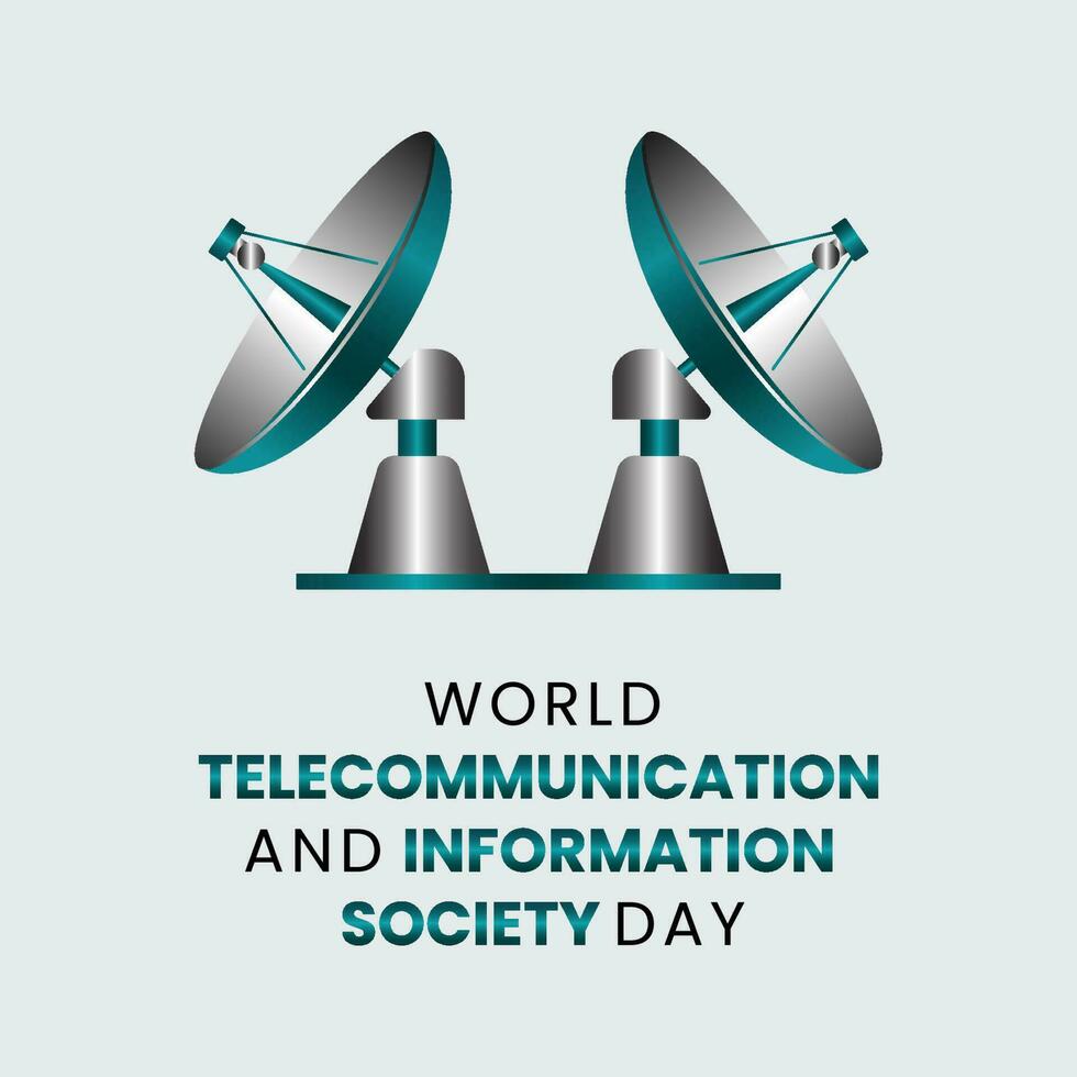 wereld telecommunicatieverbinding en informatie dag vector illustratie sjabloon. mobiel of internet netwerk vector illustratie met satelliet.