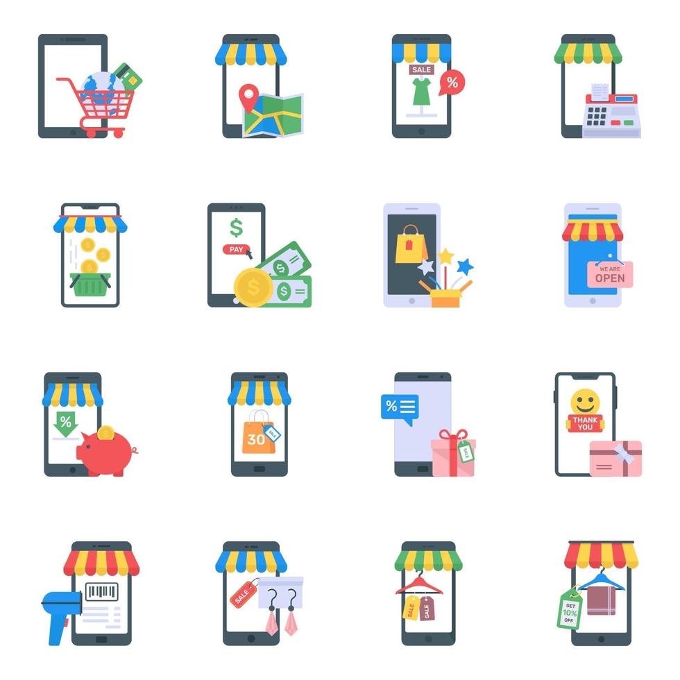 shopping apps-elementen vector