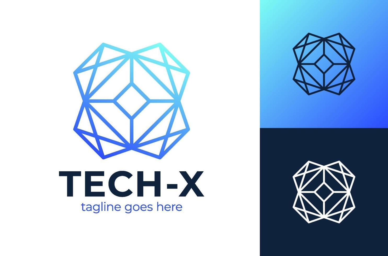technologie letter x logo. innoveren technologie blauwe iccon, abstracte technologische vector logo sjabloon.