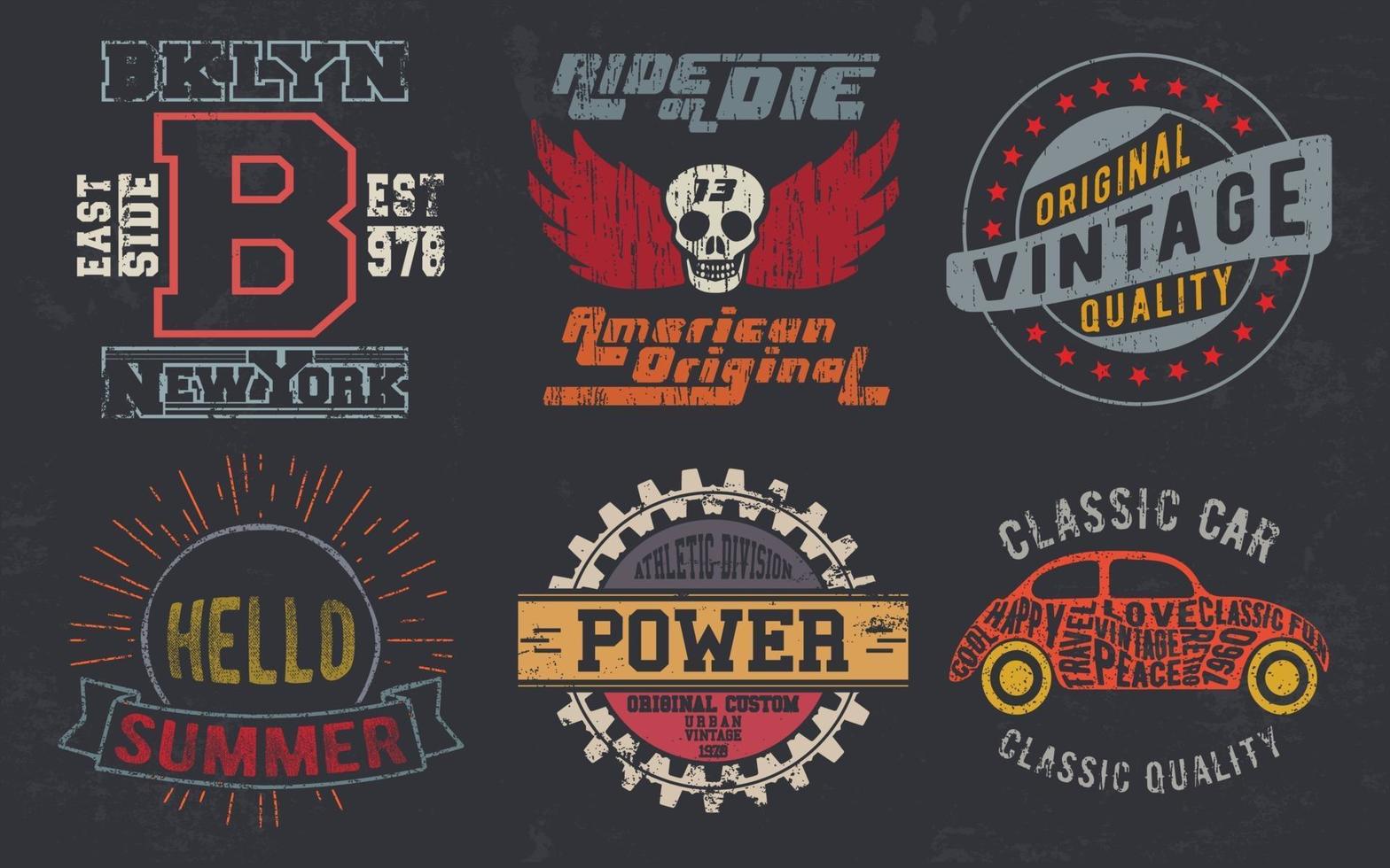 vintage designprint voor t-shirtzegel, tee-applique, modetypografie, badge, labelkleding, jeans en vrijetijdskleding. vector illustratie