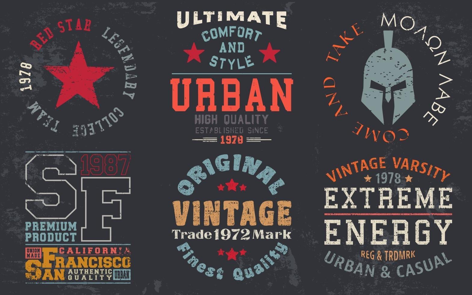 vintage designprint voor t-shirtzegel, tee-applique, modetypografie, badge, labelkleding, jeans en vrijetijdskleding. vector illustratie