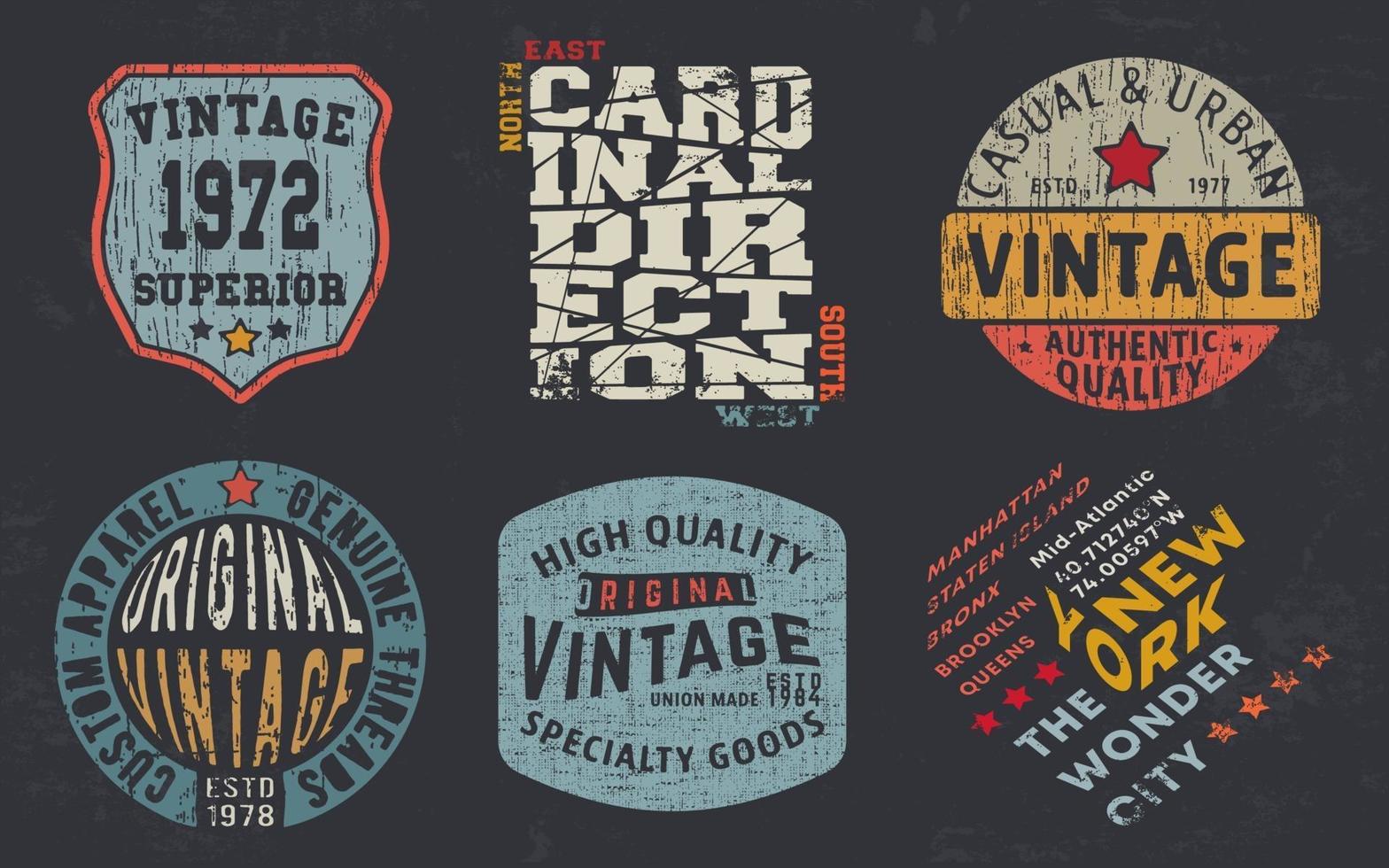 vintage designprint voor t-shirtzegel, tee-applique, modetypografie, badge, labelkleding, jeans en vrijetijdskleding. vector illustratie