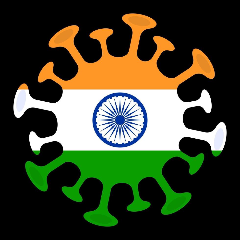 india coronavirus preventie. vlag van India met coronavirus symbool, covid 2019, vectorillustratie. vector