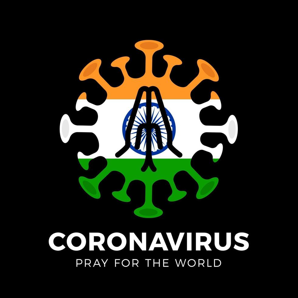 bid voor India. vlag van india met tekst bid voor india vector illustratie coronavirus covid 2019 concept