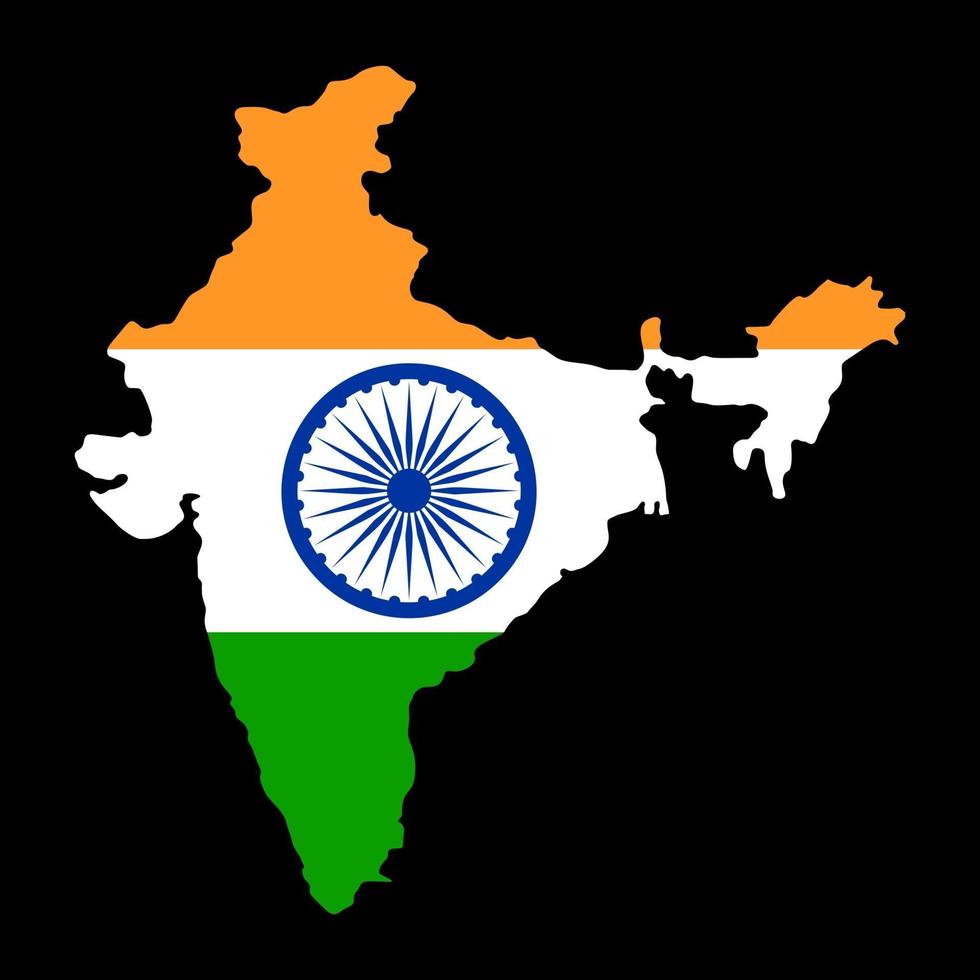 kaart van india met vlag. vectorillustratie van de kaart van India met vlag vector