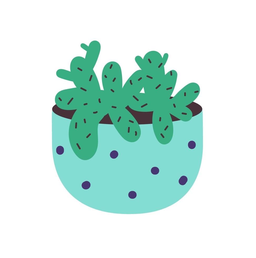 cactus in een pot. huis binnen plant-stekelige groene cactus. platte vectorillustratie. vector illustratie