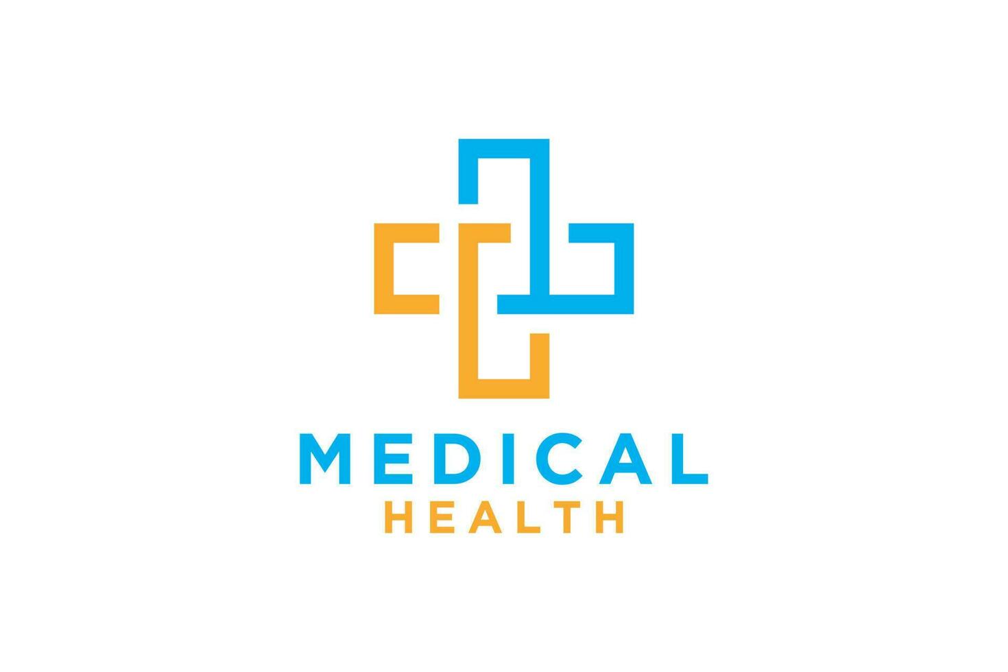 modern gezondheidszorg medisch logo. meetkundig lineair afgeronde kruis teken Gezondheid icoon. vector