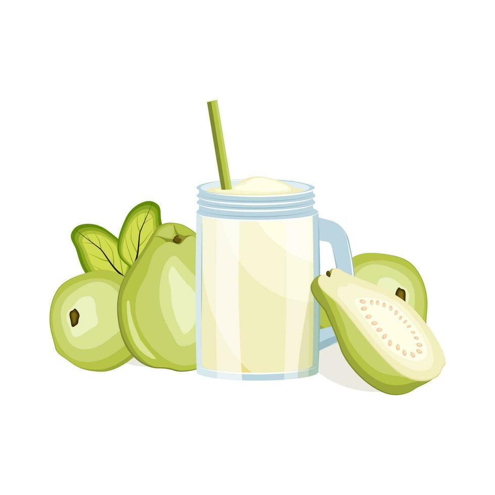 glas van guava fruit sap geïsoleerd Aan wit achtergrond. vector illustratie