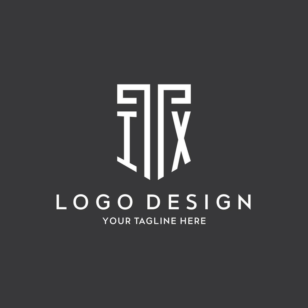 ix monogram eerste naam met schild vorm icoon ontwerp vector