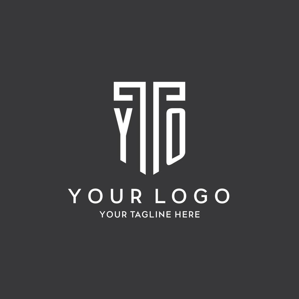 yo monogram eerste naam met schild vorm icoon ontwerp vector