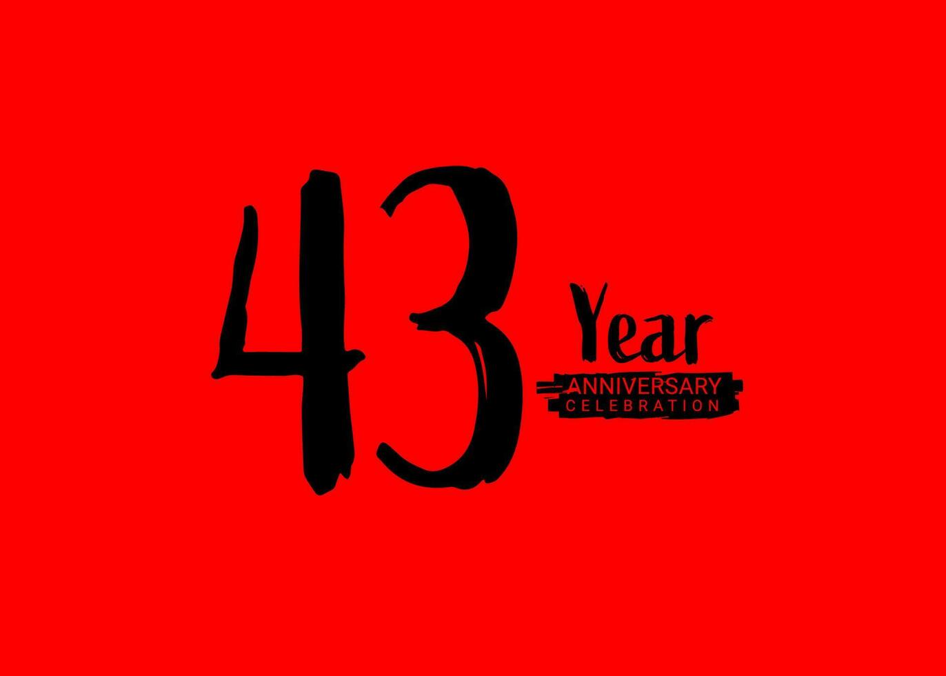 43 jaren verjaardag viering logo Aan rood achtergrond, 43 aantal logo ontwerp, 43e verjaardag logo, logotype verjaardag, vector verjaardag voor viering, poster, uitnodiging kaart